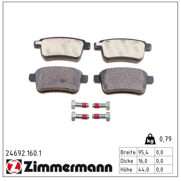 ZIMMERMANN Bremseklodser 246921601 bagaksel for MERCEDES-BENZ NISSAN RENAULT