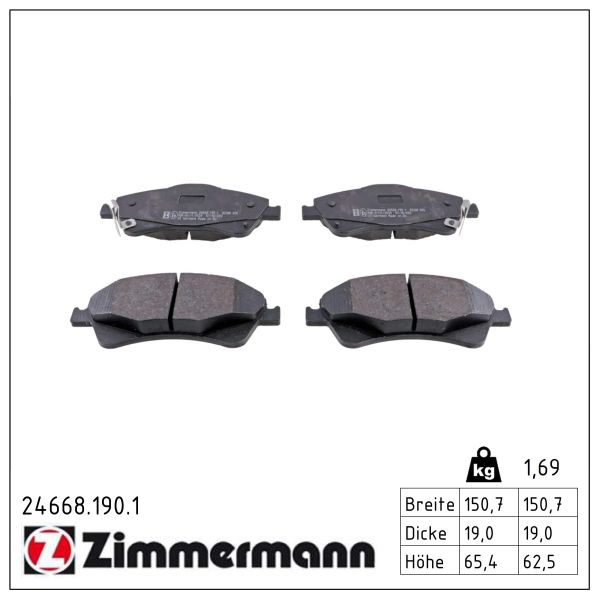 ZIMMERMANN Bremseklodser 246681901 foraksel for TOYOTA