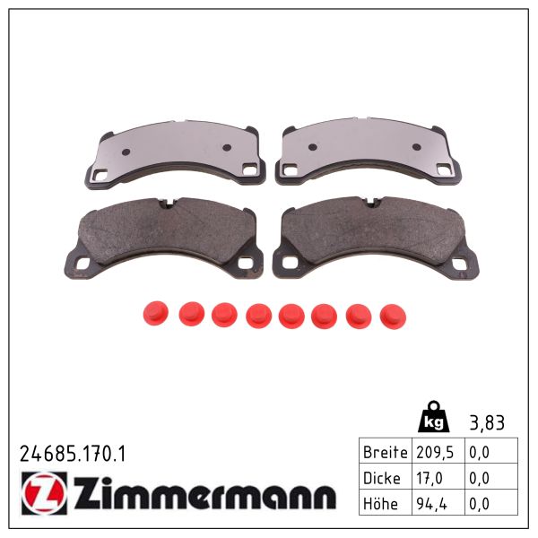 ZIMMERMANN Bremseklodser 246851701 foraksel for PORSCHE