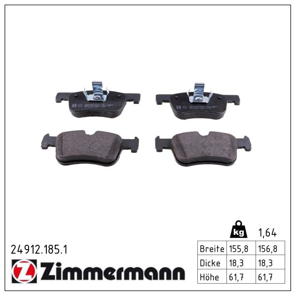 ZIMMERMANN Bremseklodser 249121851 foraksel for BMW