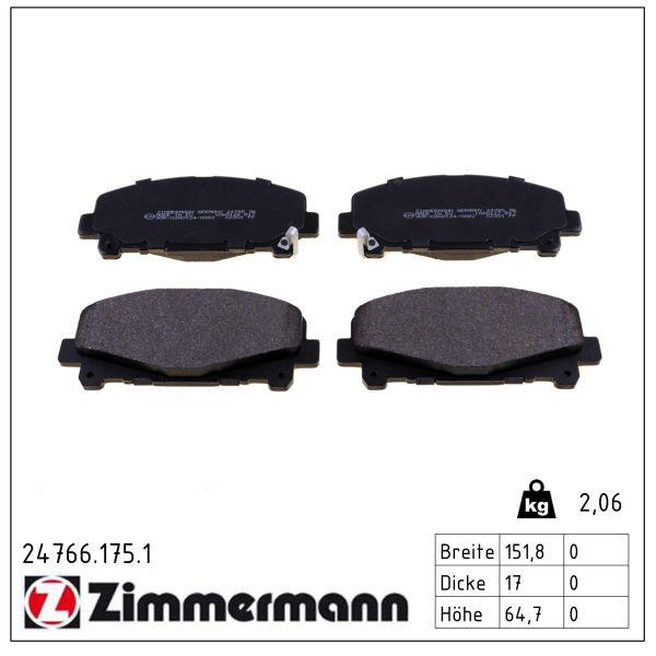 ZIMMERMANN Bremseklodser 247661751 foraksel for ACURA (GAC) HONDA