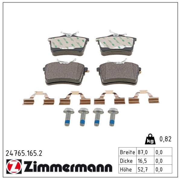 ZIMMERMANN Bremseklodser 247651652 bagaksel for CITROËN/PEUGEOT