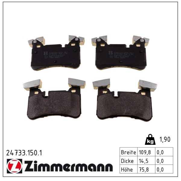 ZIMMERMANN Bremseklodser 247331501 bagaksel for MERCEDES-BENZ