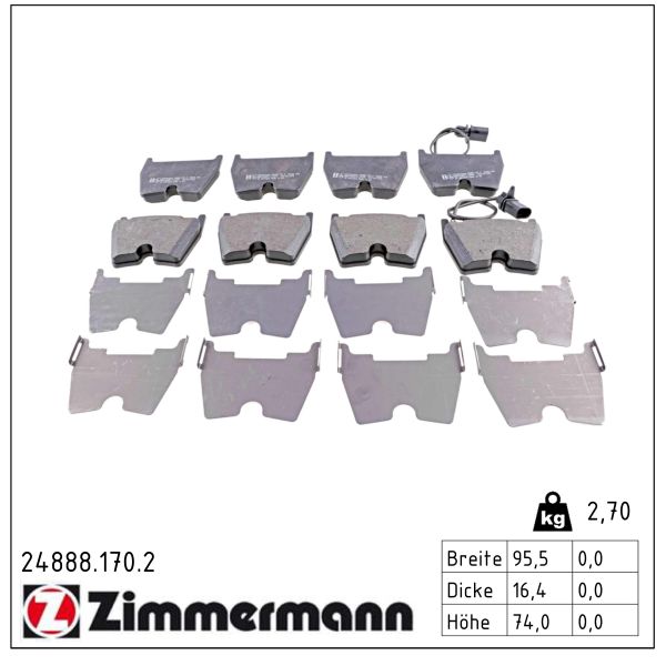 ZIMMERMANN Bremseklodser 248881702 foraksel for VAG