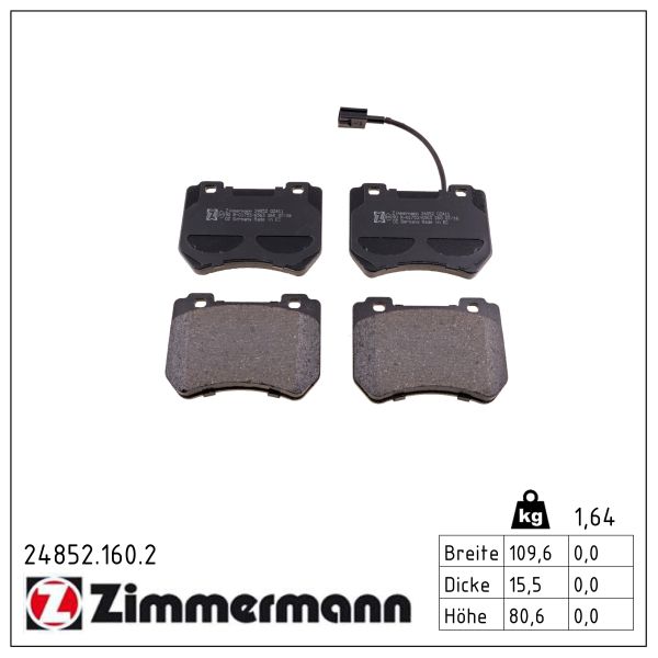 ZIMMERMANN Bremseklodser 248521602 foraksel for ALFA ROMEO
