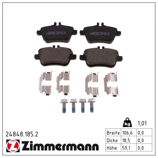 ZIMMERMANN Bremseklodser 248481852 bagaksel for MERCEDES-BENZ MERCEDES-BENZ (BBDC)