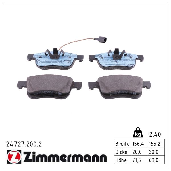 ZIMMERMANN Bremseklodser 247272002 foraksel for OPEL FIAT VAUXHALL