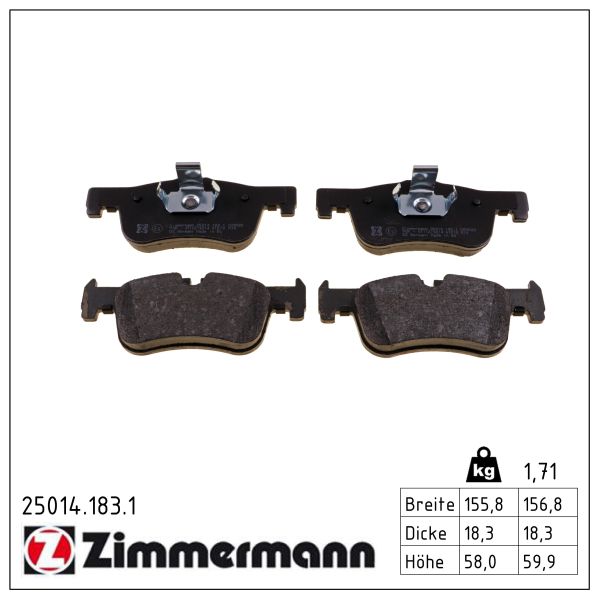 ZIMMERMANN Bremseklodser 250141831 foraksel for BMW