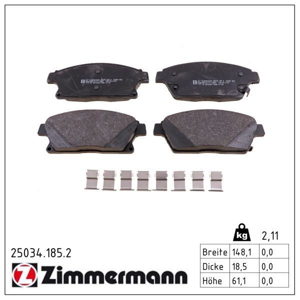 ZIMMERMANN Bremseklodser 250341852 foraksel for OPEL GENERAL MOTORS CHEVROLET (SGM) BUICK (SGM)