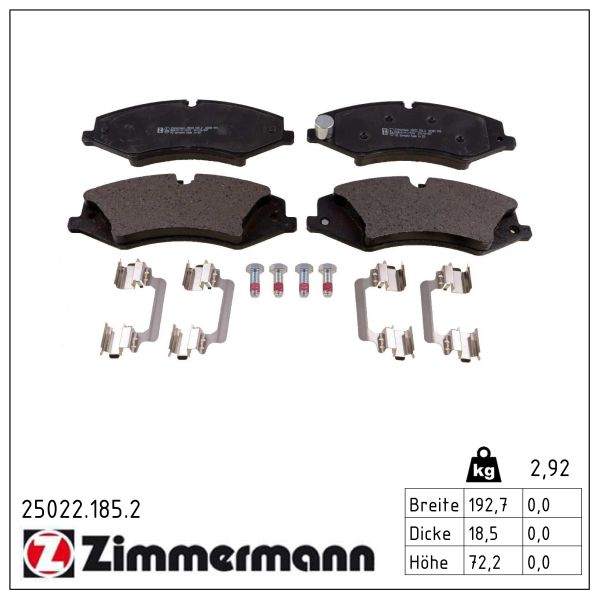 ZIMMERMANN Bremseklodser 250221852 foraksel for LAND ROVER
