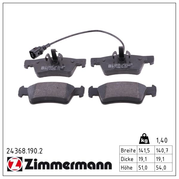 ZIMMERMANN Bremseklodser 243681902 bagaksel for VAG
