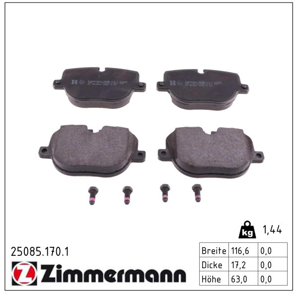 ZIMMERMANN Bremseklodser 250851701 bagaksel for LAND ROVER