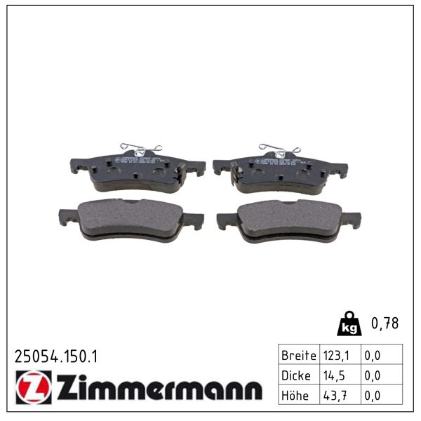 ZIMMERMANN Bremseklodser 250541501 bagaksel for HONDA