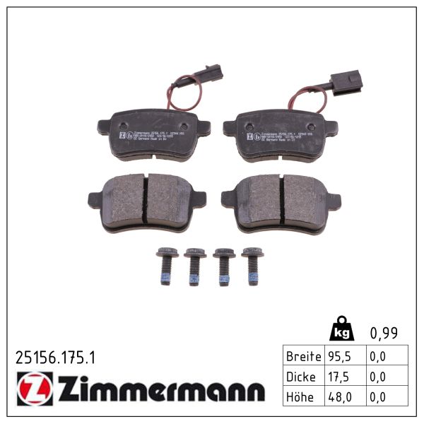 ZIMMERMANN Bremseklodser 251561751 bagaksel for ALFA ROMEO