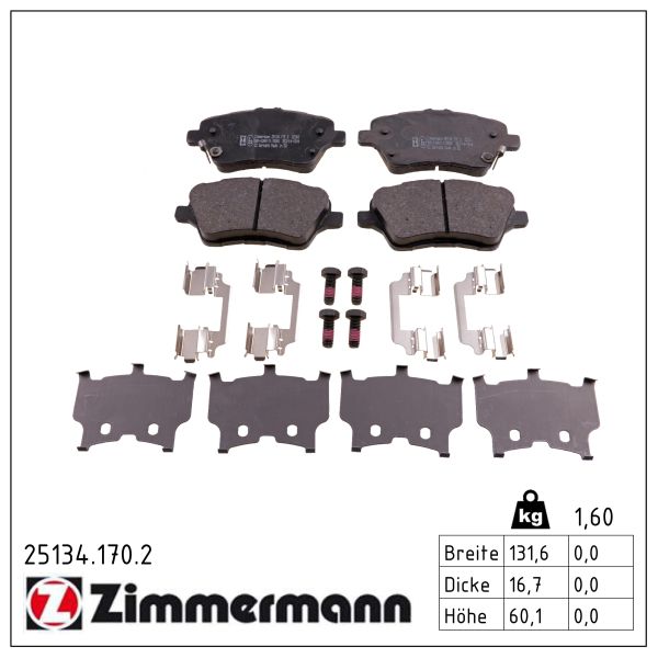 ZIMMERMANN Bremseklodser 251341702 foraksel for FORD