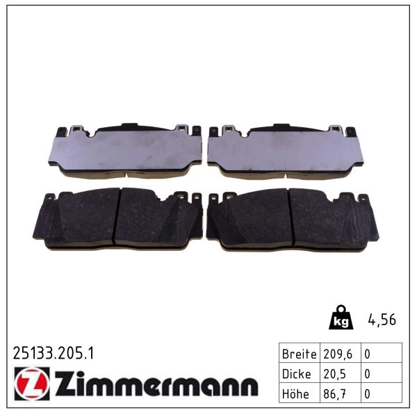 ZIMMERMANN Bremseklodser 251332051 foraksel for BMW