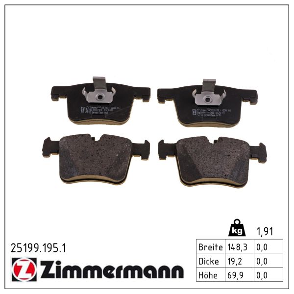 ZIMMERMANN Bremseklodser 251991951 foraksel for BMW BMW (BRILLIANCE)