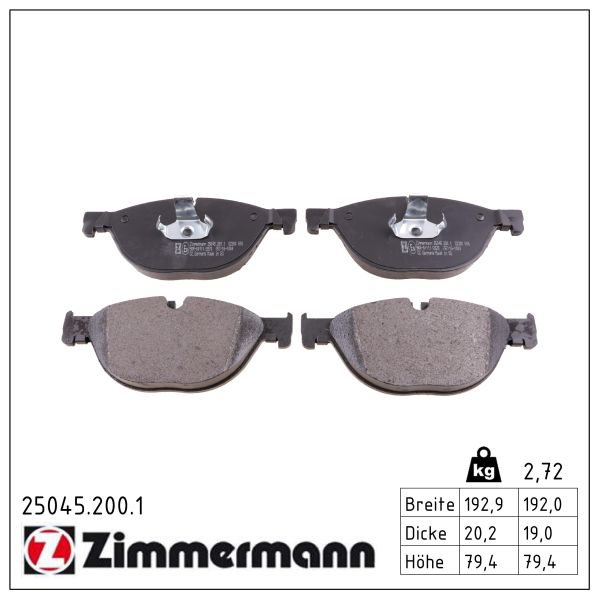 ZIMMERMANN Bremseklodser 250452001 foraksel for BMW