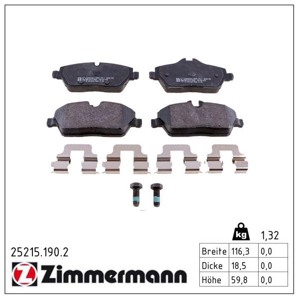 ZIMMERMANN Bremseklodser 252151902 bagaksel for MERCEDES-BENZ
