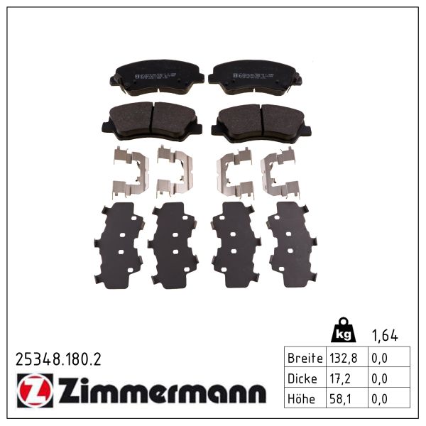 ZIMMERMANN Bremseklodser 253481802 foraksel for HYUNDAI KIA KIA (DYK)