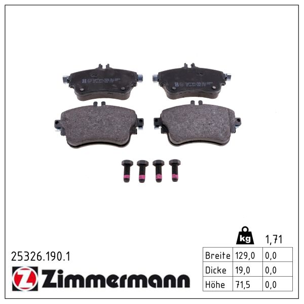 ZIMMERMANN Bremseklodser 253261901 foraksel for MERCEDES-BENZ