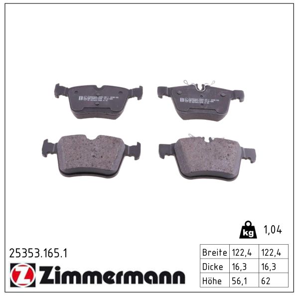 ZIMMERMANN Bremseklodser 253531651 bagaksel for MERCEDES-BENZ MERCEDES-BENZ (BBDC)