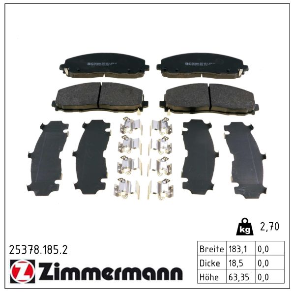 ZIMMERMANN Bremseklodser 253781852 foraksel for CHRYSLER FIAT LANCIA VAG