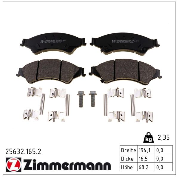 ZIMMERMANN Bremseklodser 256321652 foraksel for FORD MAZDA VW