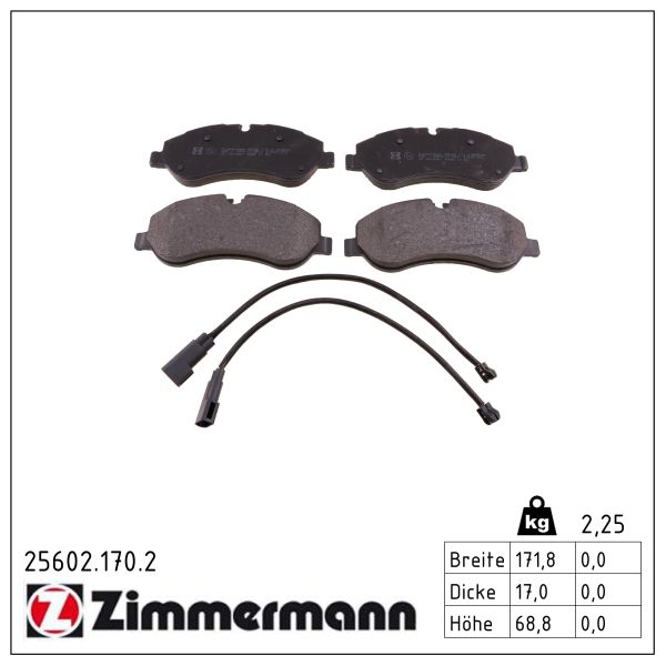 ZIMMERMANN Bremseklodser 256021702 foraksel for FORD