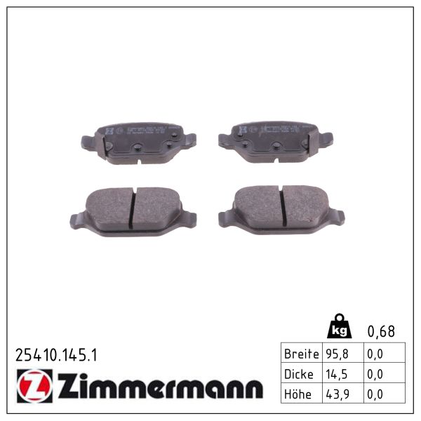 ZIMMERMANN Bremseklodser 254101451 bagaksel for FIAT
