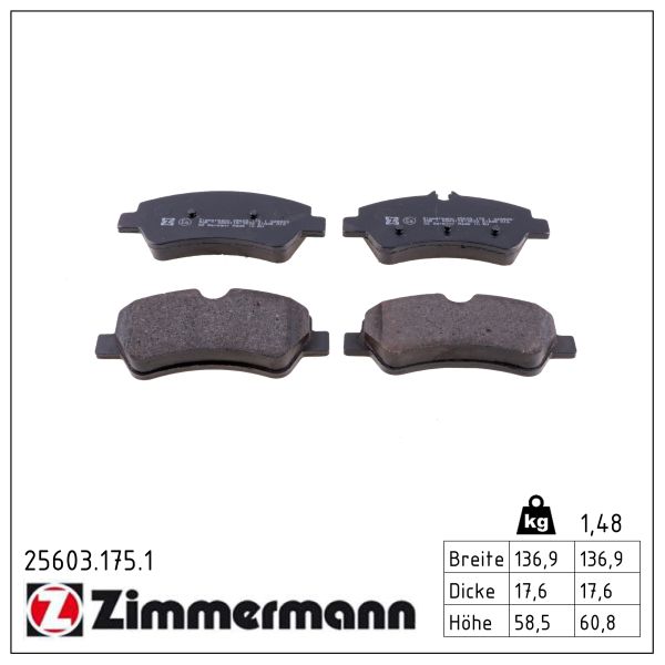 ZIMMERMANN Bremseklodser 256031751 bagaksel for FORD