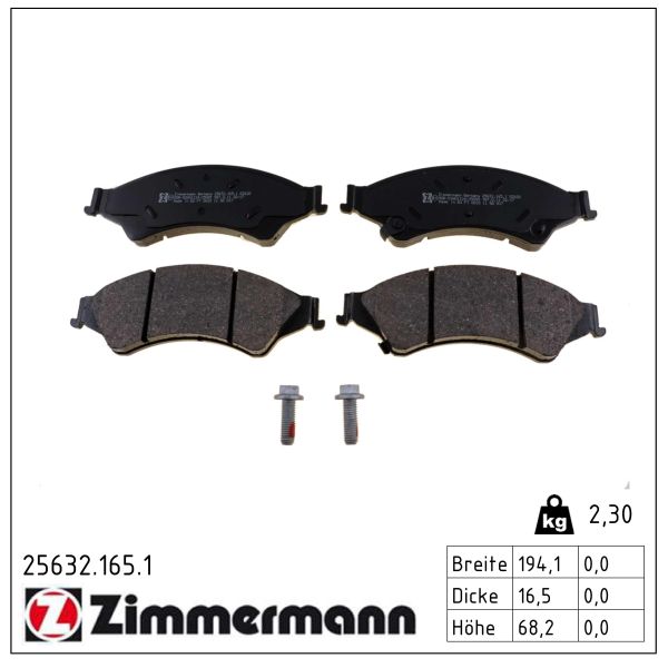 ZIMMERMANN Bremseklodser 256321651 foraksel for FORD MAZDA VW