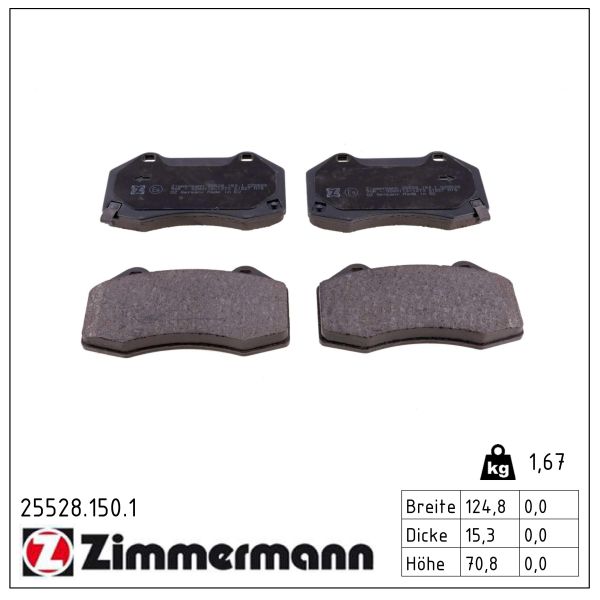 ZIMMERMANN Bremseklodser 255281501 foraksel for OPEL GENERAL MOTORS
