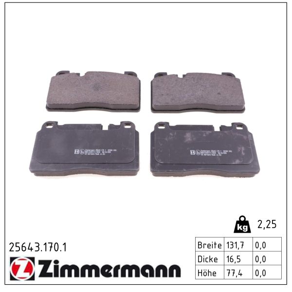 ZIMMERMANN Bremseklodser 256431701 foraksel for PORSCHE VAG