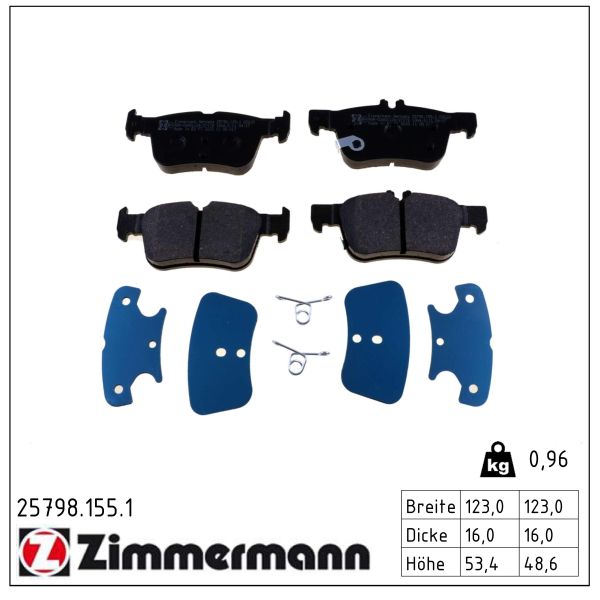 ZIMMERMANN Bremseklodser 257981551 bagaksel for FORD (CHANGAN) FORD