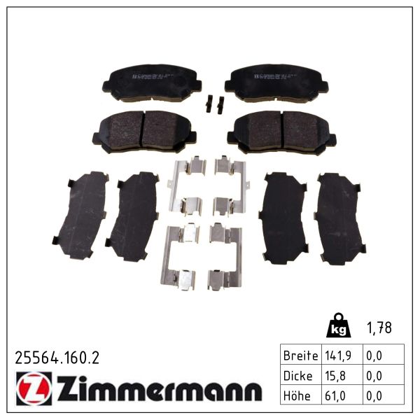 ZIMMERMANN Bremseklodser 255641602 foraksel for MAZDA