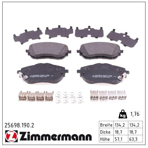 ZIMMERMANN Bremseklodser 256981902 foraksel for TOYOTA