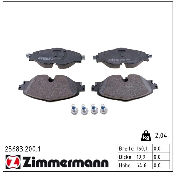 ZIMMERMANN Bremseklodser 256832001 foraksel for VAG VW (SVW) VW