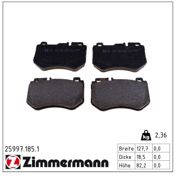 ZIMMERMANN Bremseklodser 259971851 foraksel for MERCEDES-BENZ