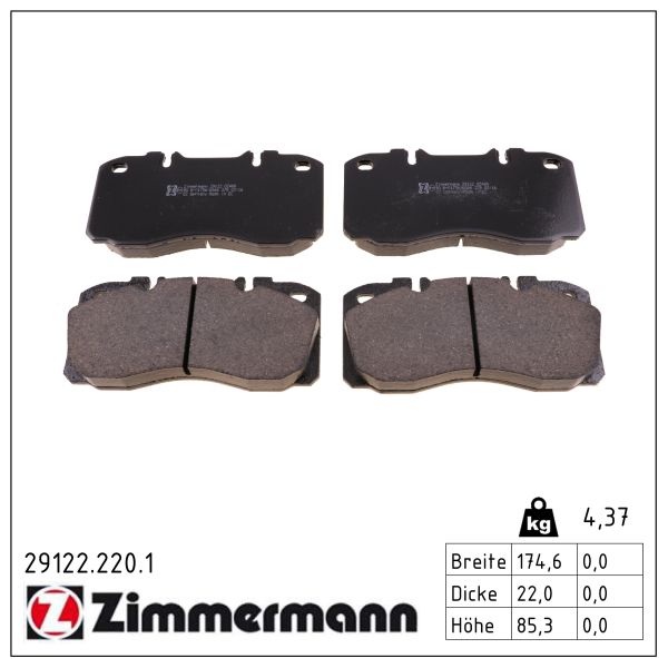 ZIMMERMANN Bremseklodser 291222201 foraksel for IVECO