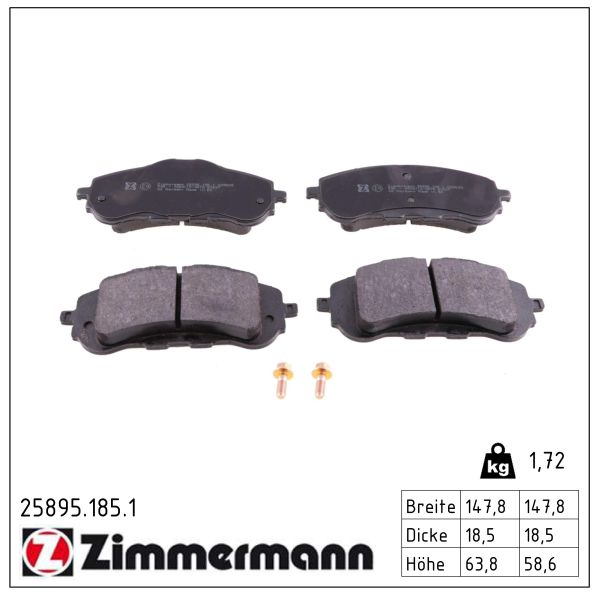 ZIMMERMANN Bremseklodser 258951851 foraksel for CITROËN/PEUGEOT PEUGEOT (DF-PSA)