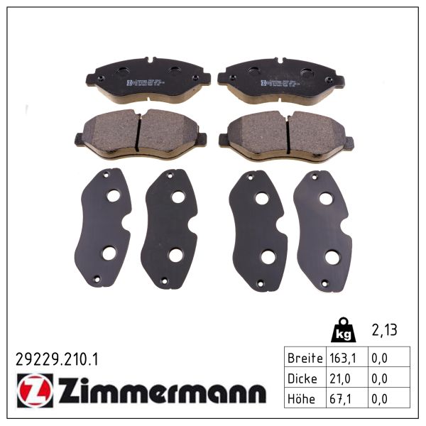 ZIMMERMANN Bremseklodser 292292101 foraksel for IVECO