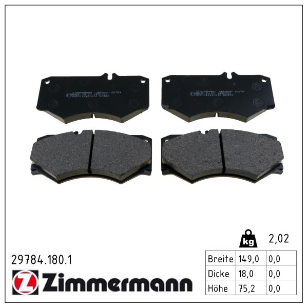 ZIMMERMANN Bremseklodser 297841801 foraksel for VAG MERCEDES-BENZ