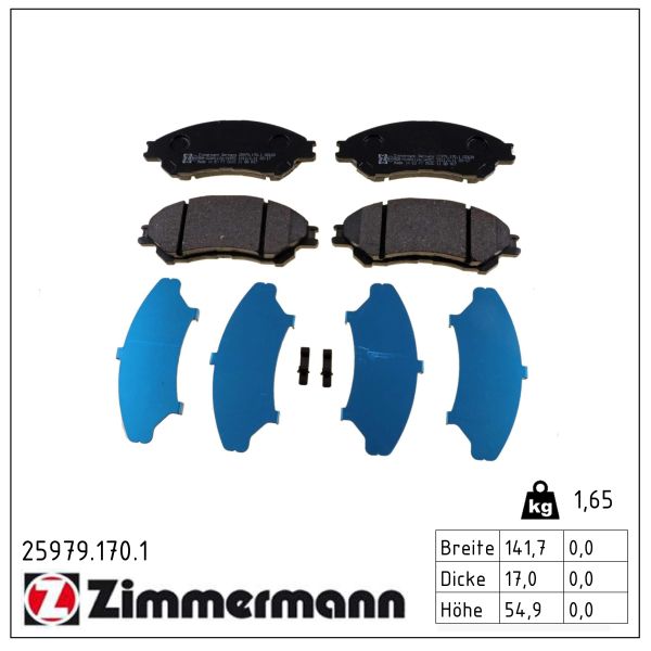 ZIMMERMANN Bremseklodser 259791701 foraksel for FIAT SUZUKI
