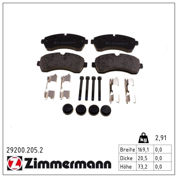 ZIMMERMANN Bremseklodser 292002052 foraksel for DODGE MERCEDES-BENZ (FJDA) MERCEDES-BENZ VAG