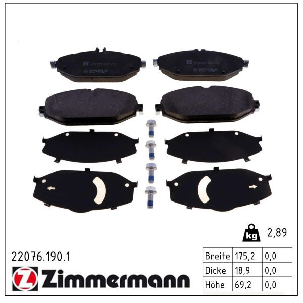 ZIMMERMANN Bremseklodser 220761901 foraksel for MERCEDES-BENZ (BBDC) MERCEDES-BENZ