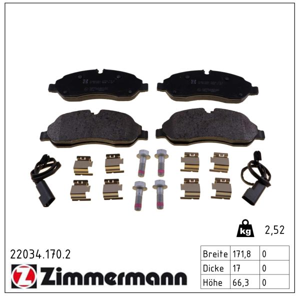 ZIMMERMANN Bremseklodser 220341702 foraksel for FORD