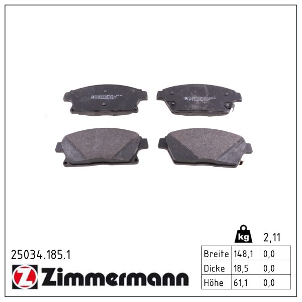 ZIMMERMANN Bremseklodser 250341851 foraksel for OPEL GENERAL MOTORS CHEVROLET (SGM) BUICK (SGM)