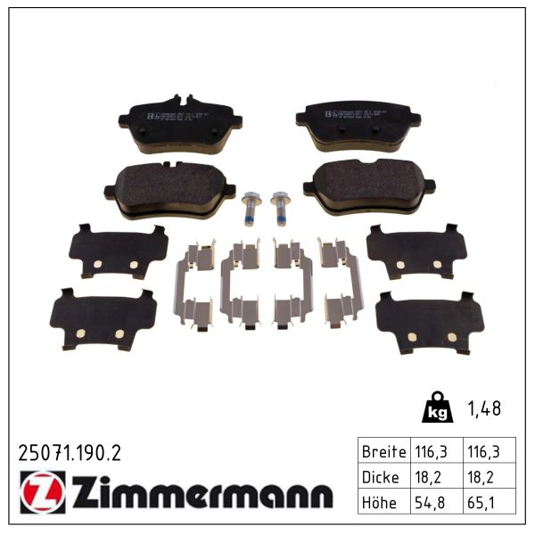 ZIMMERMANN Bremseklodser 250711902 bagaksel for MERCEDES-BENZ