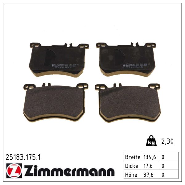 ZIMMERMANN Bremseklodser 251831751 foraksel for MERCEDES-BENZ